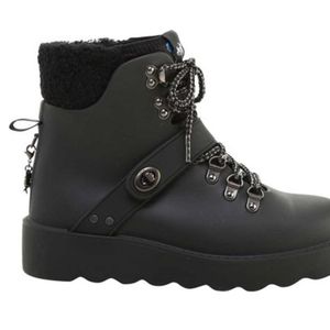 Black Coach boots rubber urban hiker booties sz 6B New FIRM
